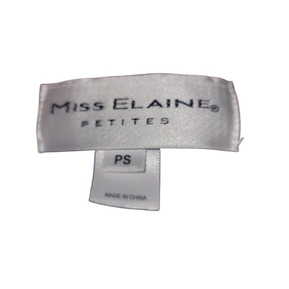 Miss Elaine Petites Floral Zip-Front Long Sleeve Dress PS Navy/Multi - Picture 6 of 7